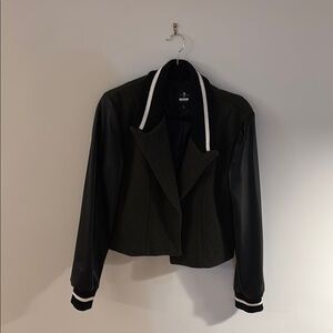 Womens leather and wool cropped blazer